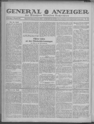 Münchner neueste Nachrichten Samstag 1. August 1931