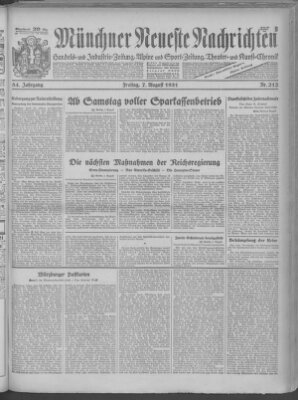 Münchner neueste Nachrichten Freitag 7. August 1931