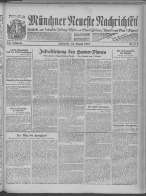 Münchner neueste Nachrichten Mittwoch 12. August 1931