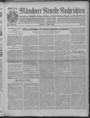 Münchner neueste Nachrichten Freitag 8. Juli 1932