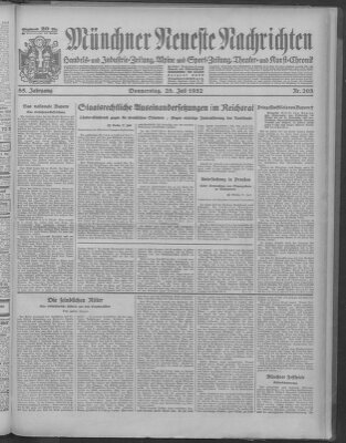 Münchner neueste Nachrichten Donnerstag 28. Juli 1932