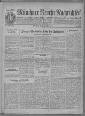 Münchner neueste Nachrichten Dienstag 1. September 1931