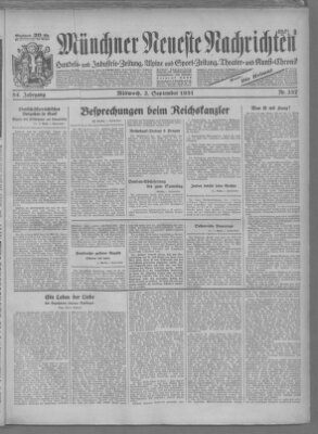 Münchner neueste Nachrichten Mittwoch 2. September 1931