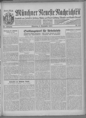 Münchner neueste Nachrichten Dienstag 8. September 1931