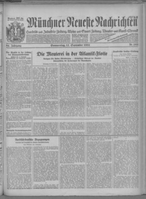 Münchner neueste Nachrichten Donnerstag 17. September 1931