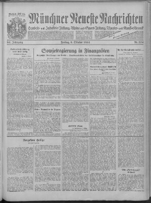 Münchner neueste Nachrichten Freitag 9. Oktober 1931