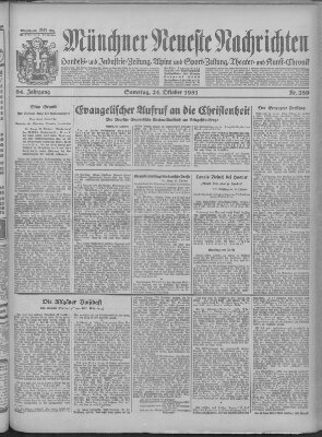 Münchner neueste Nachrichten Samstag 24. Oktober 1931