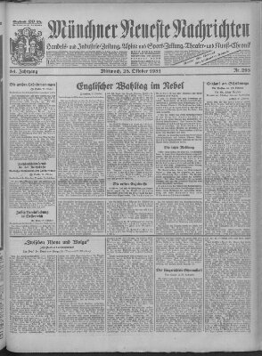 Münchner neueste Nachrichten Mittwoch 28. Oktober 1931