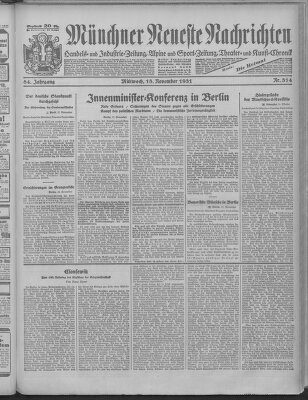 Münchner neueste Nachrichten Mittwoch 18. November 1931