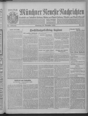 Münchner neueste Nachrichten Sonntag 22. November 1931