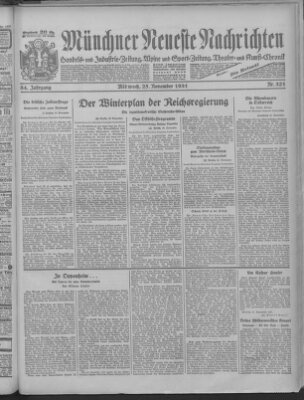 Münchner neueste Nachrichten Mittwoch 25. November 1931