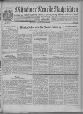 Münchner neueste Nachrichten Samstag 12. Dezember 1931