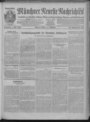 Münchner neueste Nachrichten Samstag 5. Juli 1930