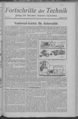 Fortschritte der Technik (Münchner neueste Nachrichten) Samstag 1. Januar 1927
