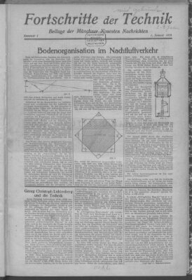Fortschritte der Technik (Münchner neueste Nachrichten) Sonntag 1. Januar 1928