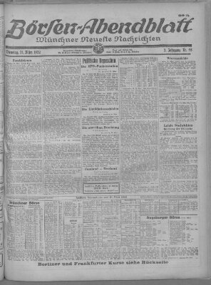 Münchner neueste Nachrichten Dienstag 21. März 1922