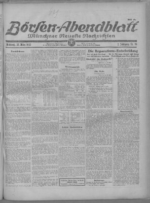 Münchner neueste Nachrichten Mittwoch 22. März 1922