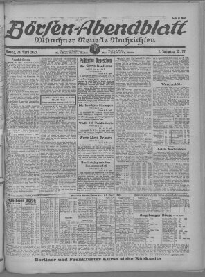 Münchner neueste Nachrichten Montag 24. April 1922