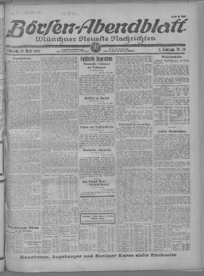Münchner neueste Nachrichten Mittwoch 26. April 1922