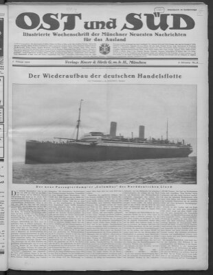 Ost und Süd (Münchner neueste Nachrichten) Samstag 9. Februar 1924