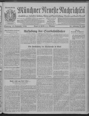 Münchner neueste Nachrichten Samstag 13. September 1930