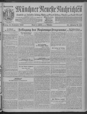 Münchner neueste Nachrichten Montag 22. September 1930