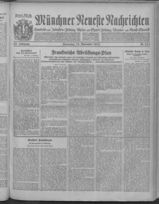 Münchner neueste Nachrichten Dienstag 15. November 1932