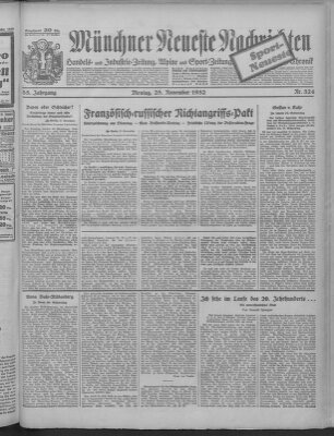 Münchner neueste Nachrichten Montag 28. November 1932