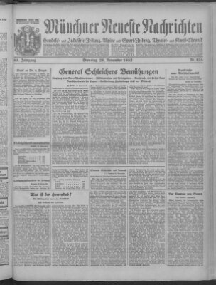 Münchner neueste Nachrichten Dienstag 29. November 1932
