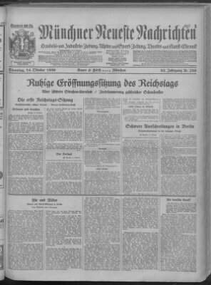 Münchner neueste Nachrichten Dienstag 14. Oktober 1930