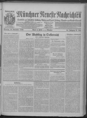 Münchner neueste Nachrichten Montag 10. November 1930
