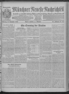 Münchner neueste Nachrichten Montag 17. November 1930