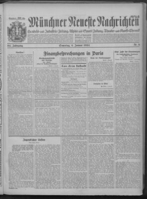 Münchner neueste Nachrichten Sonntag 4. Januar 1931