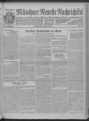 Münchner neueste Nachrichten Freitag 23. Januar 1931