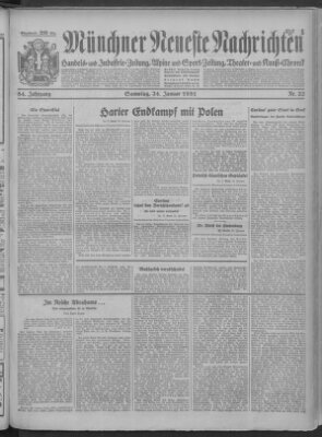 Münchner neueste Nachrichten Samstag 24. Januar 1931