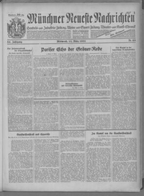 Münchner neueste Nachrichten Mittwoch 11. März 1931