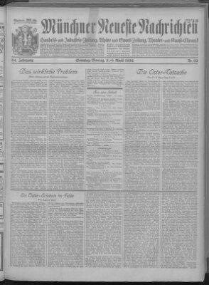 Münchner neueste Nachrichten Montag 6. April 1931