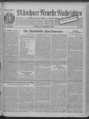 Münchner neueste Nachrichten Montag 19. Dezember 1932