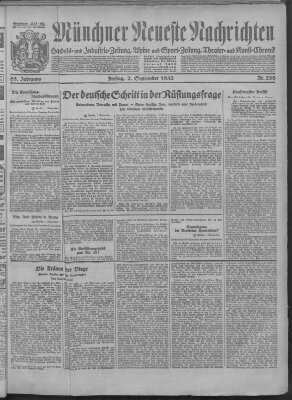 Münchner neueste Nachrichten Freitag 2. September 1932