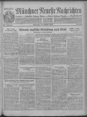 Münchner neueste Nachrichten Dienstag 18. Oktober 1932