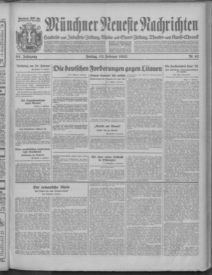 Münchner neueste Nachrichten Freitag 12. Februar 1932