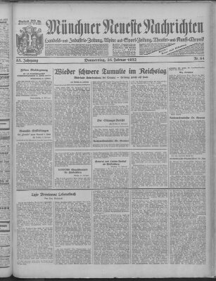 Münchner neueste Nachrichten Donnerstag 25. Februar 1932