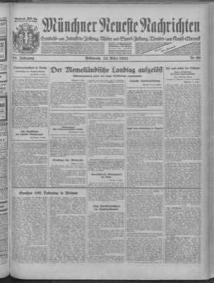 Münchner neueste Nachrichten Mittwoch 23. März 1932