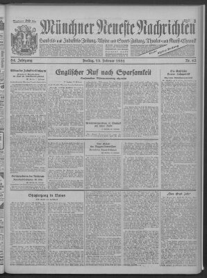 Münchner neueste Nachrichten Freitag 13. Februar 1931