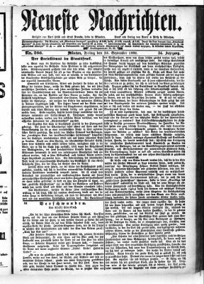Neueste Nachrichten (Münchner neueste Nachrichten) Freitag 23. September 1881