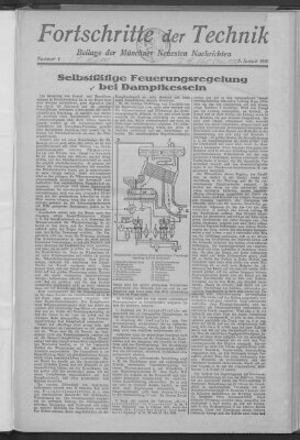 Fortschritte der Technik (Münchner neueste Nachrichten) Sonntag 5. Januar 1930