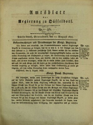 Amtsblatt für den Regierungsbezirk Düsseldorf Samstag 12. August 1820