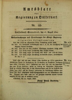 Amtsblatt für den Regierungsbezirk Düsseldorf Samstag 26. August 1820