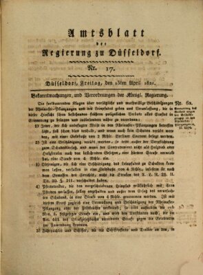 Amtsblatt für den Regierungsbezirk Düsseldorf Freitag 13. April 1821