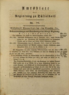 Amtsblatt für den Regierungsbezirk Düsseldorf Samstag 15. Dezember 1821